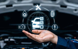 Mechanic hand with automotive maintenance icons – affordable car care services in Schofields 2025